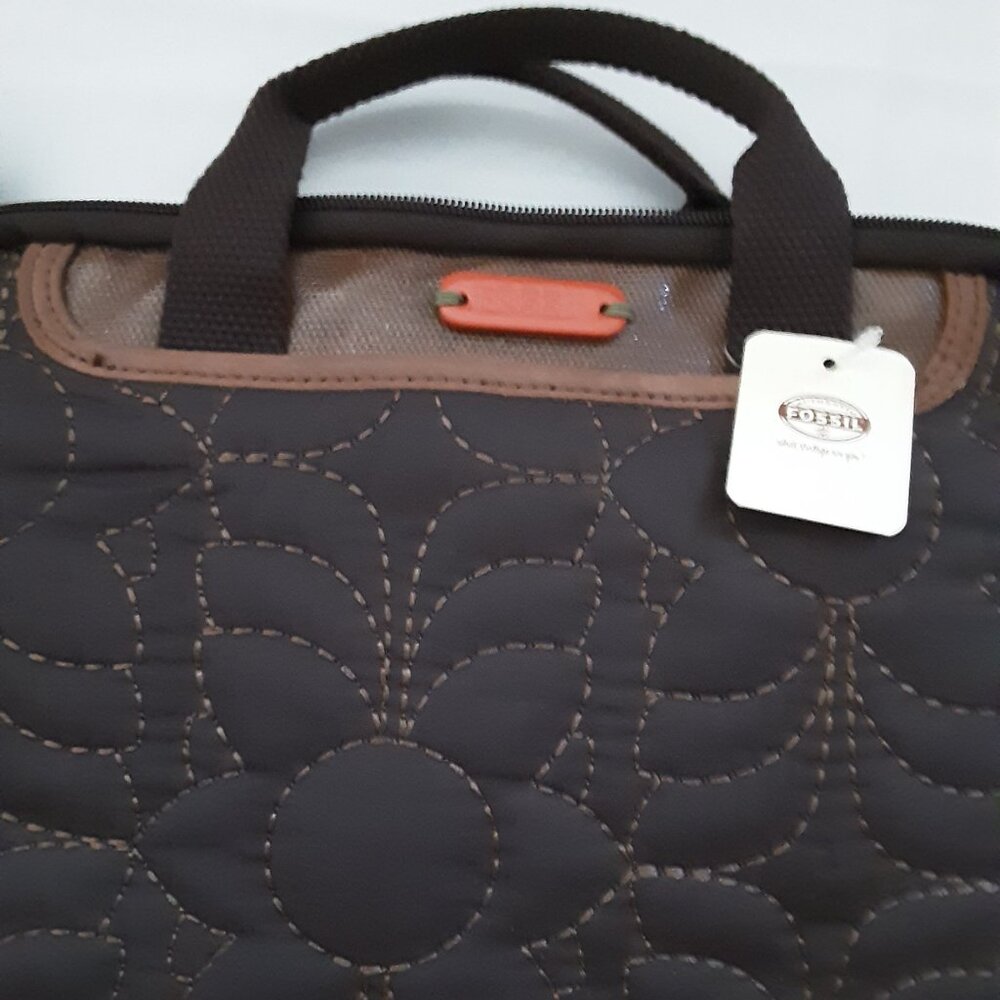 NWT Fossil Key Per Netbook Tablet Brown and Orange Bag‎ - Picture 5 of 8